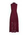 Rotate Birger Christensen Abito Lungo Floreale Bordeaux In Red