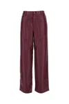 Rotate Birger Christensen Burgundy Leather Trousers With Pleats In Burgundy