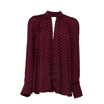 Rotate Birger Christensen Burgundy Polka Dot Satin Bow Shirt In Red