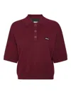 Rotate Birger Christensen Burgundy Polo Shirt With Logo Patch In Burgundy