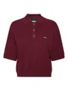 Rotate Birger Christensen Burgundy Polo Shirt With Logo Patch