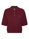 Rotate Birger Christensen Burgundy Polo Shirt With Logo Patch In Burgundy