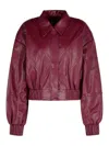 Rotate Birger Christensen Bordeaux Faux Leather Bomber Jacket In Red