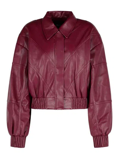 Rotate Birger Christensen Burgundy Polyester Bomber Jacket In Red