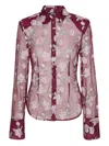 Rotate Birger Christensen Burgundy Semi-sheer Shirt With Embroidery Rotate In Multi