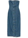 Rotate Birger Christensen Button-detail Denim Dress In Blau