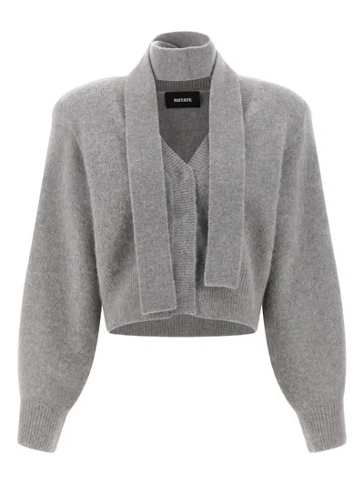 Rotate Birger Christensen Cardigan With Cropped Sleeves And Soft Texture In Gray