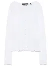 Rotate Birger Christensen Long Sleeve Knit Top With Button Detail In White