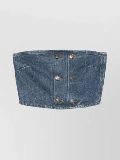ROTATE BIRGER CHRISTENSEN BUTTONED DENIM STRAPLESS TOP