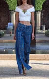 Rotate Birger Christensen Buttoned Rigid Mid-rise Wide-leg Jeans In Blue