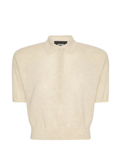 Rotate Birger Christensen Button-up Polo Top In Neutral