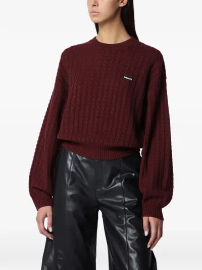 Rotate Birger Christensen Rotate Birgerchristensen Chocolate Wool And Cashmere Cableknit Sweater In Burgundy