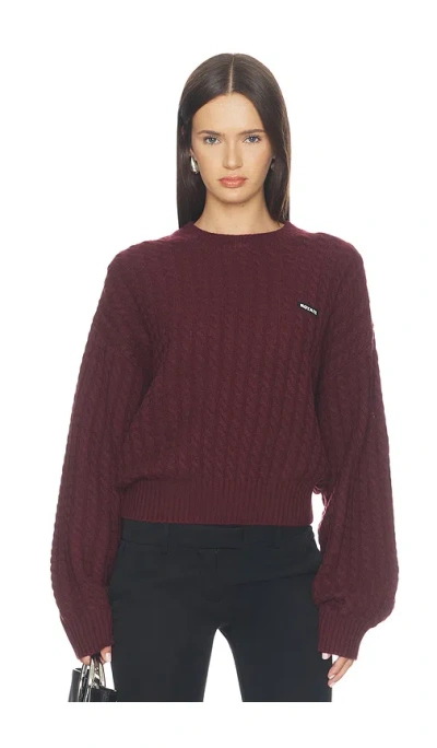Rotate Birger Christensen Cable Crewneck Sweater In Decadent Chocolate