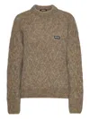 Rotate Birger Christensen Cable-knit Crew-neck Sweater In Brown