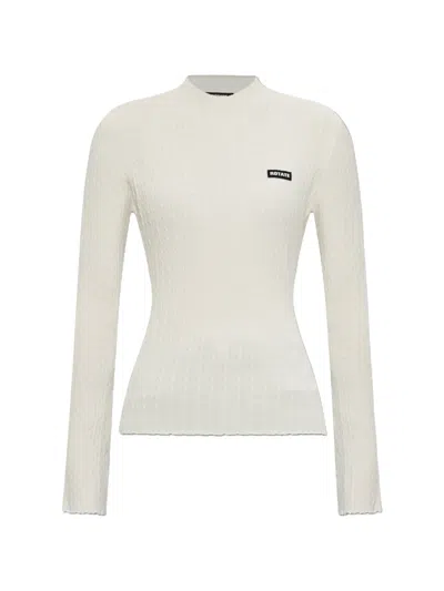 Rotate Birger Christensen Cable-knit Logo-patch Sweater In White