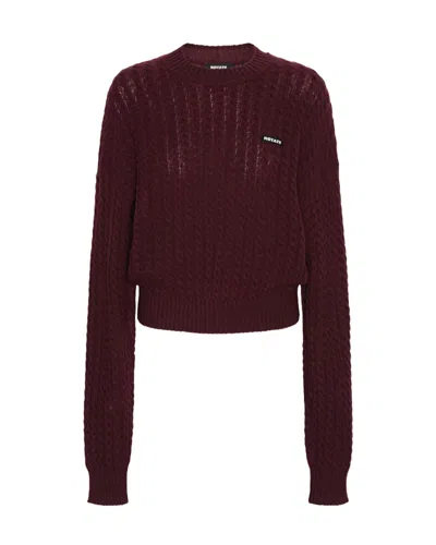 Rotate Birger Christensen Cable-knit Wool-cashmere Sweater In Burgundy