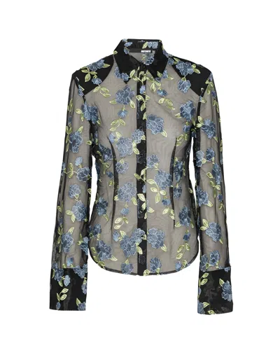ROTATE BIRGER CHRISTENSEN TULLE SHIRT WITH EMBROIDERY