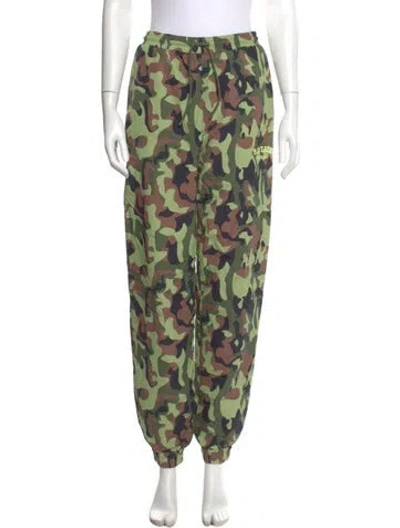 Pre-owned Rotate Birger Christensen Camouflage Print Skinny Leg Pants In Green