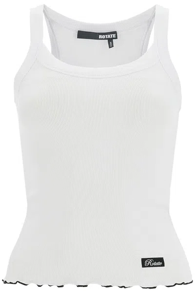Rotate Birger Christensen Canotta A Costine Con Etichetta Logo In White