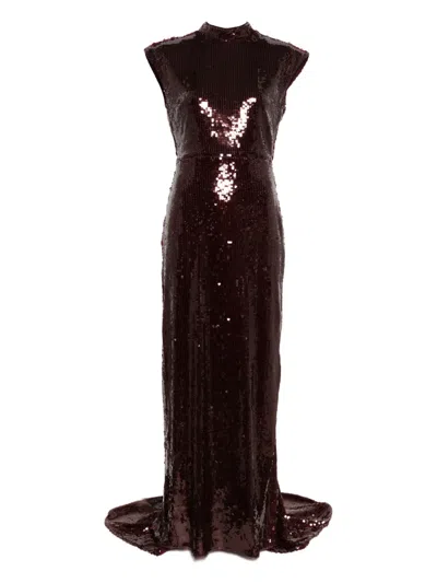 Rotate Birger Christensen Cap-sleeve Maxi Dress In Red