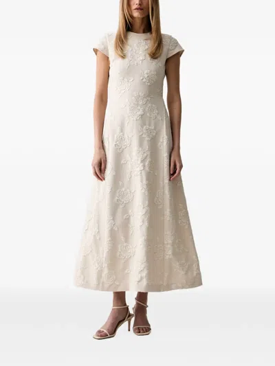 Rotate Birger Christensen Cap-sleeve Maxi Dress In Neutrals