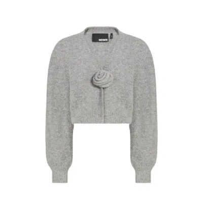 Rotate Birger Christensen Cardigan Court En Laine Et Alpaga In Gray