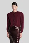 Rotate Birger Christensen Cardigan In Bordeaux Cotton In Multi