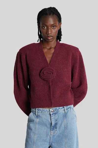 ROTATE BIRGER CHRISTENSEN CARDIGAN IN BORDEAUX WOOL