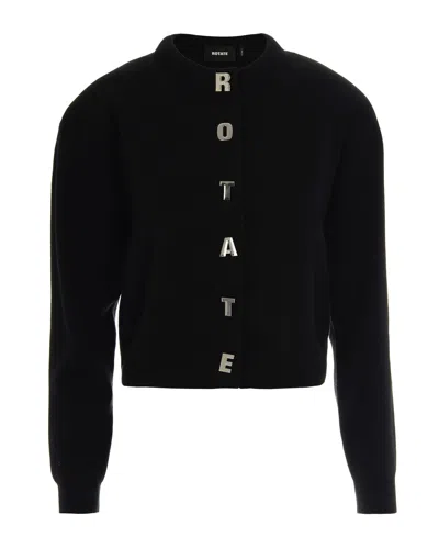 Rotate Birger Christensen Cardigan In Maglia Rigida Nero In Black