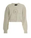 Rotate Birger Christensen Rose-embellished Cardigan In Neutral