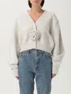 Rotate Birger Christensen Cropped Alpaca And Wool Cardigan With V-neck In White