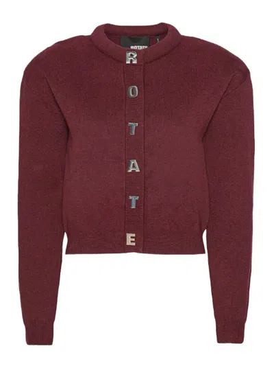 Rotate Birger Christensen Cardigan With Letters In Dark Red
