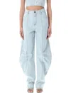 Rotate Birger Christensen Denim Stud Bandeau Top In Light Bleu