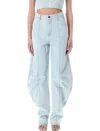 Rotate Birger Christensen Denim Stud Bandeau Top In Light Bleu