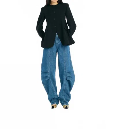 Rotate Birger Christensen Cargo Pants In Medium Blue Denim