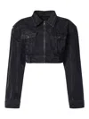 Rotate Birger Christensen Rotate Sunday Zebra-print Cropped Denim Jacket In Black