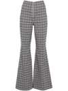 Rotate Birger Christensen Checked Flared Trousers In Grey