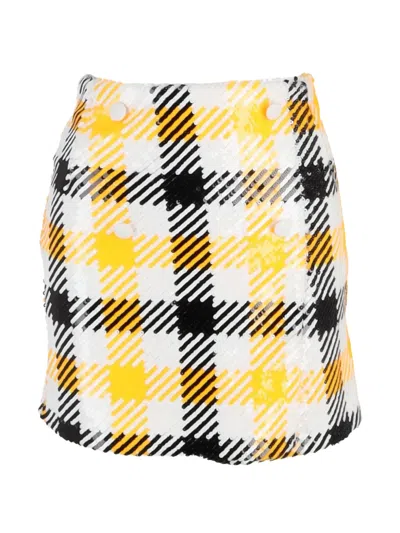 Pre-owned Rotate Birger Christensen Checked Mini Skirt In White