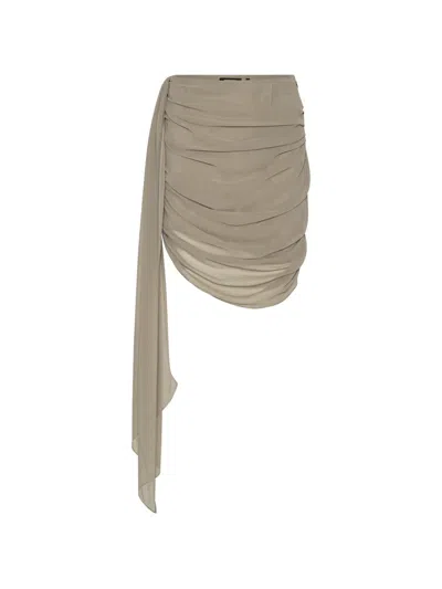 Rotate Birger Christensen Rotate Chiffon Draped Mini Skirt In Neutral
