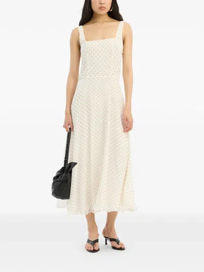 Rotate Birger Christensen Chiffon Flared Midi Dress In Neutral