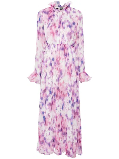 Rotate Birger Christensen Chiffon Flowy Maxi Dress In Purple