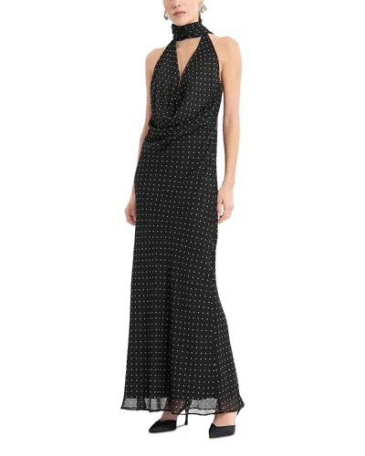 Rotate Birger Christensen Chiffon Halter Neck Dress In Black