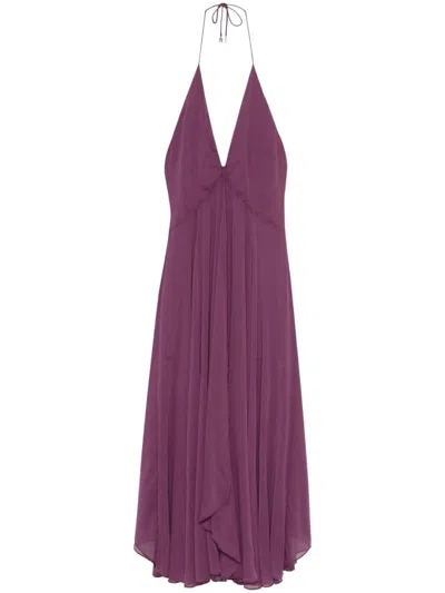 Rotate Birger Christensen Women's Long Chiffon Dress For Women In Purple