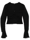 Rotate Birger Christensen Chiffon Long-sleeve Top In Black