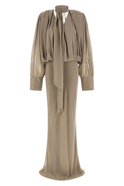 Rotate Birger Christensen Rotate Draped Maxi Dress In Brown