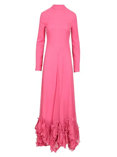 Rotate Birger Christensen Chiffon Maxi Ruffle Dress