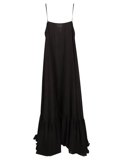 Rotate Birger Christensen Chiffon Maxi Wide Dress In Black
