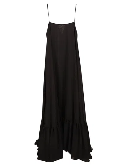 Rotate Birger Christensen Rotate Black Wide Maxi Dress In Chiffon