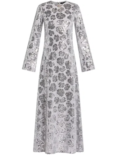 Rotate Birger Christensen Chiffon-maxikleid Mit Pailletten In Grau