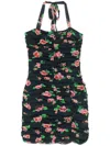 Rotate Birger Christensen Floral-print Chiffon Minidress In Blue